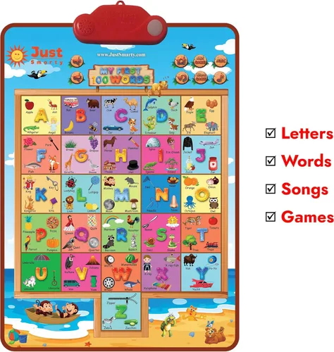 Miniatura 2 de Just Smarty Juguetes de aprendizaje interactivos de las primeras 100 palabras para niños de 2 años Póster educativo de palabras del alfabeto