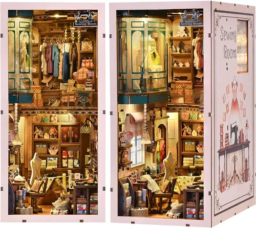 Miniatura 14 de fifijoy Kit de Rincón de Libros - Kit de Casa en Miniatura DIY para Adultos, Kit de Construcción de Casa Pequeña Cafetería Retro de los años 50