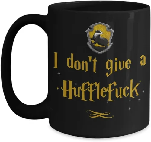 Taza de juego de palabras con texto en inglés "I Dont Give A Hufflefuck" para amigos frikis nerd o compañeros de trabajo, tazas divertidas de