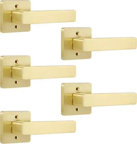 Miniatura 40 de Leydebong - Paquete de 4 picaportes resistentes para entrada con llave, manija dorada, llaves iguales/combo con llave, reversible para la izquierda