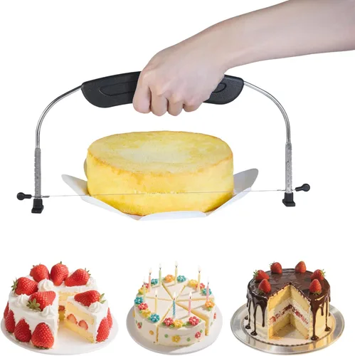 Miniatura 6 de LevCake - Cortador ajustable para tartas, nivelador de 9 alturas diferentes, acero inoxidable de grado alimenticio de alta calidad, doble alambre