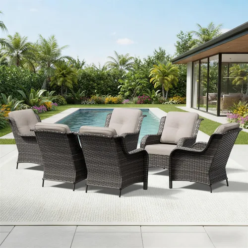 Miniatura 90 de Joyside Juego de sillas de mimbre para patio, juego de 3 piezas de mimbre para exteriores con 2 sillas reposabrazos y 1 mesa auxiliar para terraza