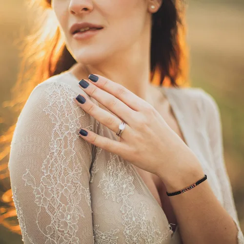 Miniatura 2 de Pulsera con código morse para parejas, mujeres y hombres, cuerda ajustable, grabada, juego de 2 pulseras de amor a juego, cuentas de madera