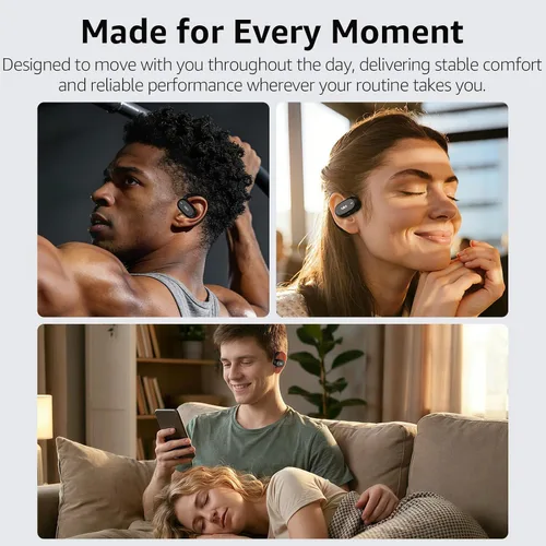 Miniatura 8 de 1Mii Auriculares E35 de oreja abierta, auriculares Bluetooth 6.0 verdaderamente inalámbricos, ganchos ajustables para todas las formas de oído