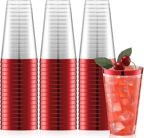 Miniatura 8 de Norme 50 vasos de graduación negros de 16 onzas desechables de plástico para fiestas, vasos de vino para fiestas, vasos antiguos para café, boda