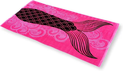 Miniatura 2 de Toalla de playa grande con estampado de moda de verano (cola de sirena rosa)