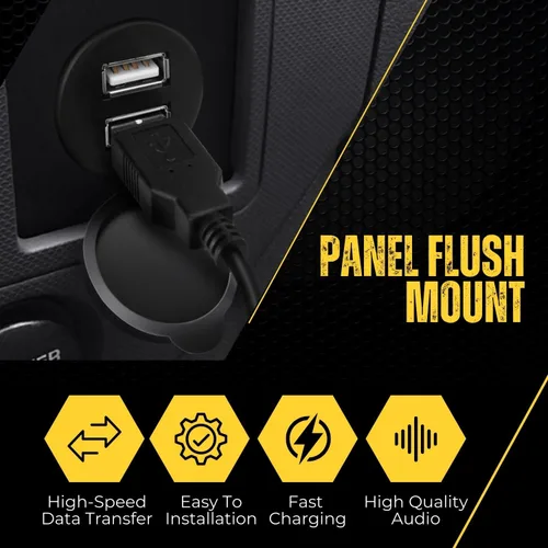 Miniatura 7 de TNP - Cable de montaje empotrado USB – Panel de salpicadero de 2 puertos, enchufe USB doble, conector de enchufe USB, cable de extensión impermeable