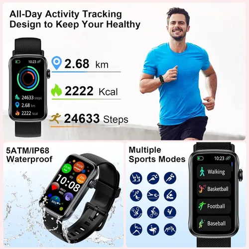 Miniatura 3 de Fempoin Reloj inteligente, reloj inteligente HD de 1.47 pulgadas para mujeres y hombres con 28 modos deportivos, IP68 impermeable rastreador