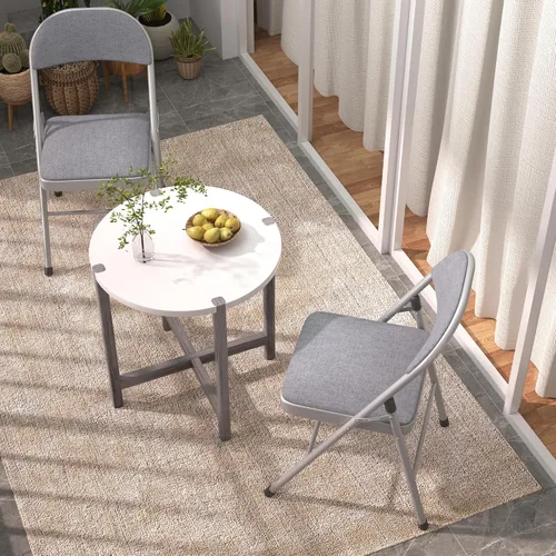 Miniatura 8 de VECELO Paquete de 4 sillas plegables acolchadas, asiento y respaldo acolchados cómodos con marco de acero, para oficina, interiores y exteriores