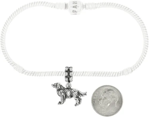 Miniatura 2 de LGU Abalorio de plata de ley oxidado para perro perdiguero dorado, Plata esterlina