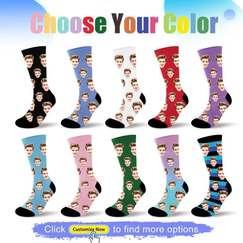 Miniatura 4 de Dreamdecor Calcetines divertidos personalizados con foto, calcetines divertidos personalizados para hombres, mujeres y niños