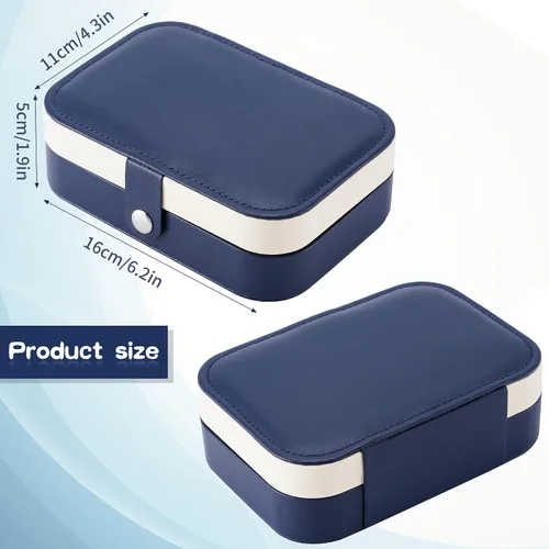 Miniatura 3 de Joyero de viaje, organizador de joyas pequeño de piel sintética para mujeres y niñas, mini estuche de viaje portátil de doble capa, cajas