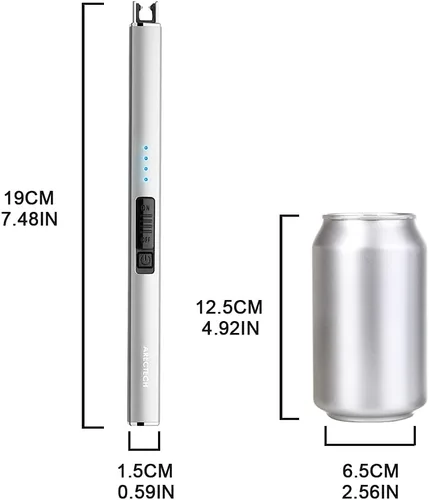 Miniatura 4 de ARECTECH Encendedor de velas eléctrico con cable tipo C, regalo de cumpleaños para hombres, mujeres, esposa, encendedores de arco de plasma Plateado