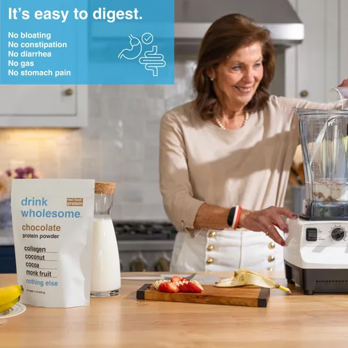 Miniatura 2 de drink wholesome Proteína de colágeno de chocolate en polvo para estómagos sensibles Proteína de alimentos integrales mínimamente procesada Sin
