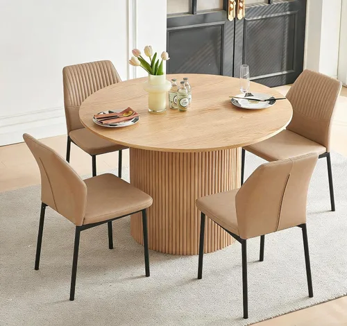 Miniatura 36 de Juego de mesa de comedor redonda de 37 pulgadas para 4, juego de café pequeño moderno de mediados de siglo para comedor, cocina y apartamento