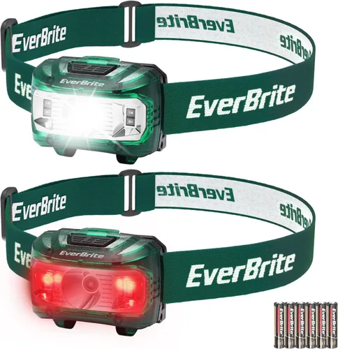 Miniatura 14 de EverBrite Faros delanteros, paquete de 2 faros para niños con luz roja y función de memoria, lámpara de cabeza para adultos y niños con 5 modos, Azul