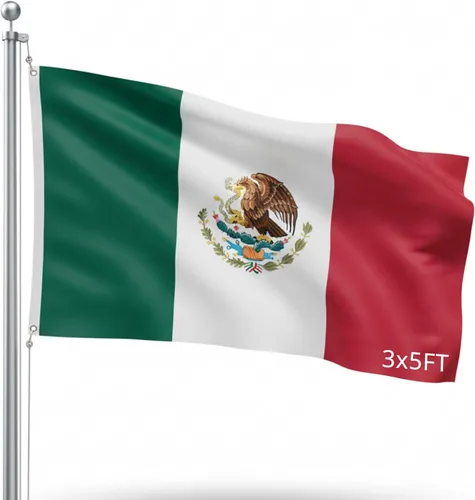 Bandera para exteriores de SSK de poliéster resistente al clima por ambos lados. Tamaño grande: 3 pies por 5 pies, México