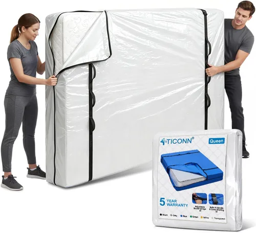 Miniatura 30 de TICONN Bolsas para colchón para mudanza, bolsa de almacenamiento de servicio pesado para colchón Full XL con asa perimetral y hebillas ajustables