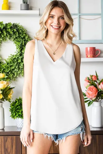 Miniatura 2 de Bysan Camisetas sin mangas de seda para mujer, lindas camisetas de verano para mujer
