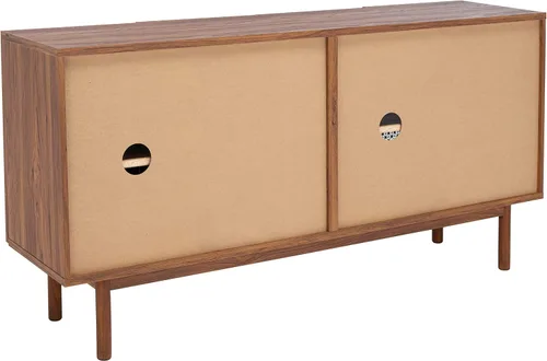 Miniatura 7 de SAFAVIEH Piran Soporte de TV para pantalla plana de hasta 70 pulgadas, nogal y dorado, 4 puertas con almacenamiento interior, consola multimedia
