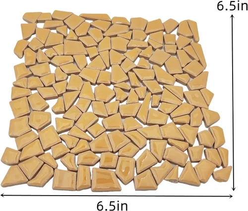 Miniatura 4 de 200g de azulejos de mosaico de cerámica para manualidades, azulejos de cerámica irregulares de 0.2"x0.8" de porcelana para decoración del hogar Caqui
