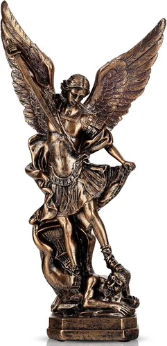 Estatua de San Miguel Arcángel de 31.8 cm de bronce, estatua de San Miguel, estatuas de resina del arcángel San Miguel, estatuillas de San Miguel
