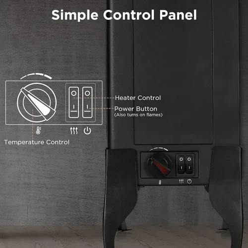 Miniatura 5 de TURBRO Suburbs TS17 - Estufa eléctrica compacta para chimenea, calentador independiente de 18 pulgadas con llama realista, certificado CSA, Negro