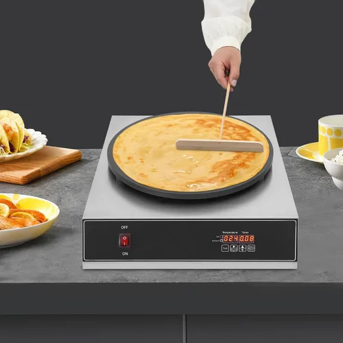 Miniatura 3 de Máquina eléctrica para hacer crepes comercial, para hacer panqueques grandes, plancha, placa plana, sartén para crepes, cereales, estufa para 1650 W