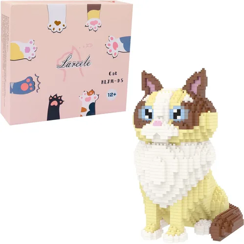 Miniatura 20 de Larcele Conjunto de animales de bloques de construcción micro para gatos, mini ladrillos de juguete de construcción 3D, 1191 piezas KLJM-05