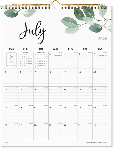 Miniatura 7 de Calendario mensual de pared 2026, desde julio de 2026 a diciembre de 2027, 12 x 15 pulgadas, encuadernación de doble alambre, perfecto