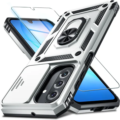 Miniatura 50 de Janmitta Compatible con Galaxy A15 5G Funda con Cubierta Deslizante Integrada para Lente de Cámara + Protector de Pantalla + Soporte de Anillo