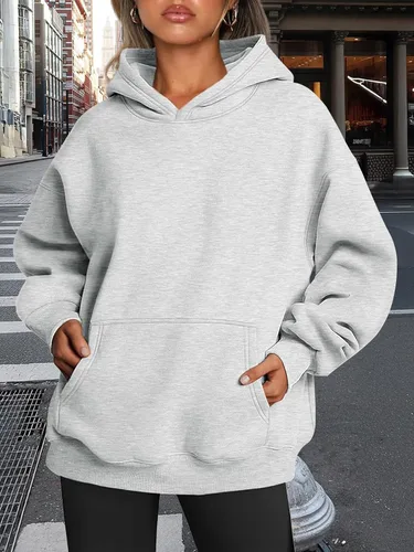 Miniatura 120 de Trendy Queen - Sudaderas extragrandes con capucha para mujer, suéteres de manga larga, sin botones, de vellón, de otoño, ropa de invierno