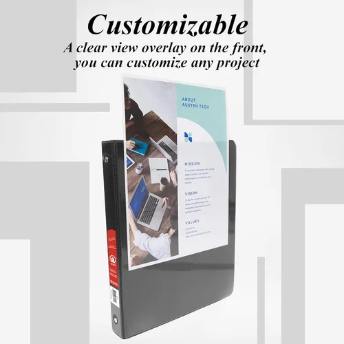 Miniatura 3 de BAZIC Products Carpeta organizadora de 3 anillas de 1/2 pulgada con vista económica, color negro, anillo redondo, capacidad para 100 hojas de papel