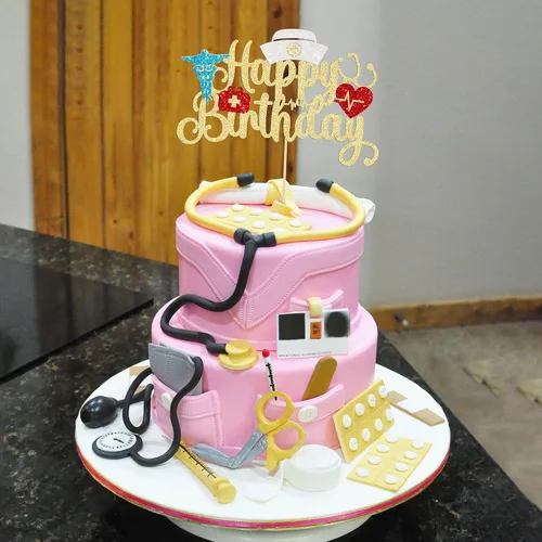 Miniatura 7 de Gyufise 1 unids Enfermera Feliz Cumpleaños Decoración de Pastel de Cumpleaños de Enfermería Público de Pastel de Cumpleaños para Médico Rn Tema