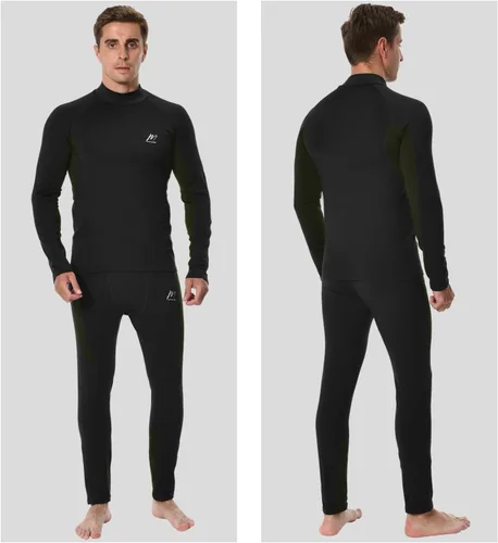 Miniatura 5 de Men's Fleece Lined Long Johns Base Layer Set Top Bottom for Ski Running Cold Weather
