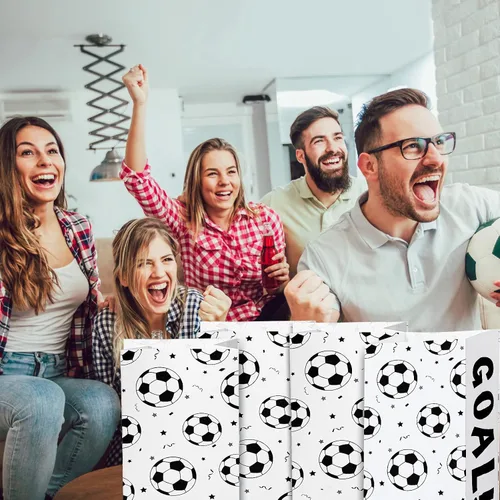 Miniatura 4 de Gersoniel Paquete de 30 bolsas de recuerdos de fiesta de fútbol, color blanco y negro, bolsas para golosinas de equipo, bolsas de golosinas