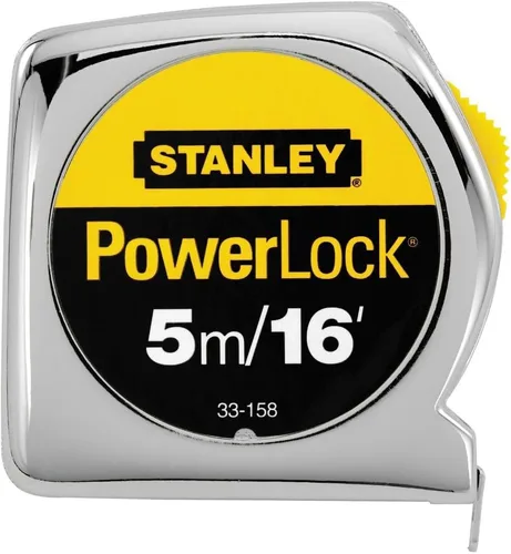 Miniatura 16 de Stanley 33425 Powerlock II Cinta Métrica de Retorno Automático, 1 pulgada x 25 pies, Cromo/Amarillo