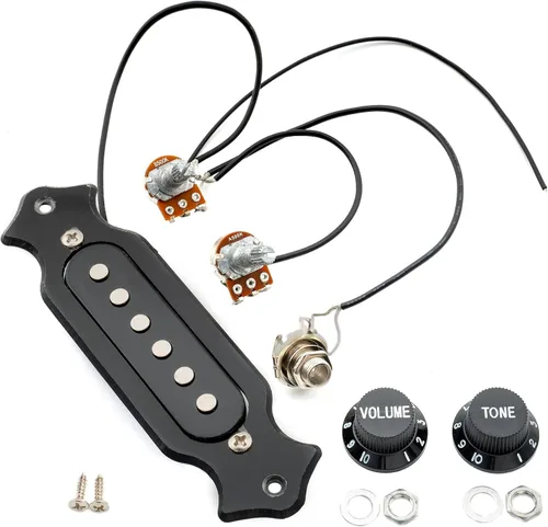 Miniatura 7 de Musiclily Arnés de cableado pre-cableado negro de la recogida de la bobina del agujero de sonido sola para la guitarra de 4 cuerdas