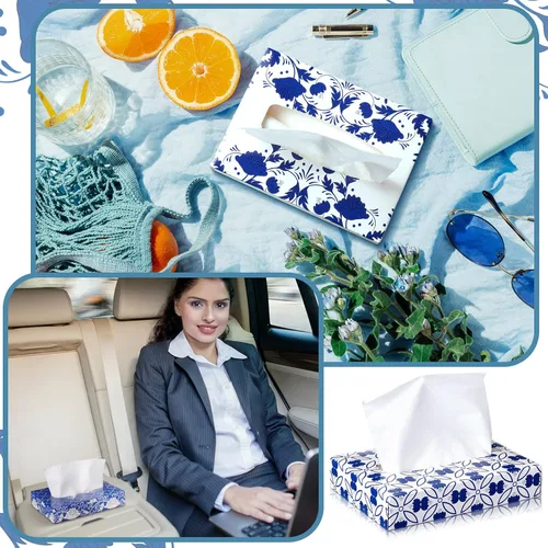 Miniatura 7 de Yinder 24 paquetes de 960 hojas de pañuelos en cubo para el coche, pañuelos faciales desechables para viajes, soporte para pañuelos para el coche, 2