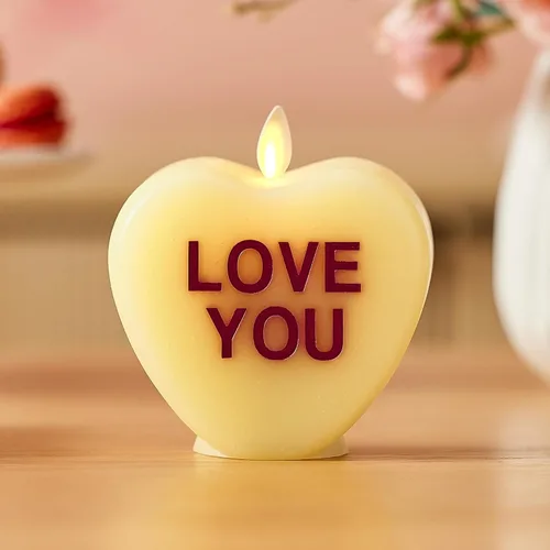 Miniatura 10 de Luminara Candy Heart XOXO Vela de Orquídea Pastel - Sin Llama, Llama Real, Romántica, Funciona con Pilas, Decoración LED - Colección del Día de San