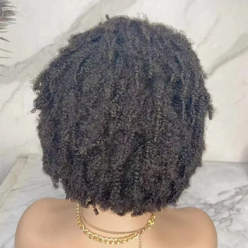 Miniatura 3 de Quella Peluca afro afro rizada de cabello humano completo encaje pelucas 70s 4c 4b Afro Puff Pelucas HD transparente línea capilar natural parte