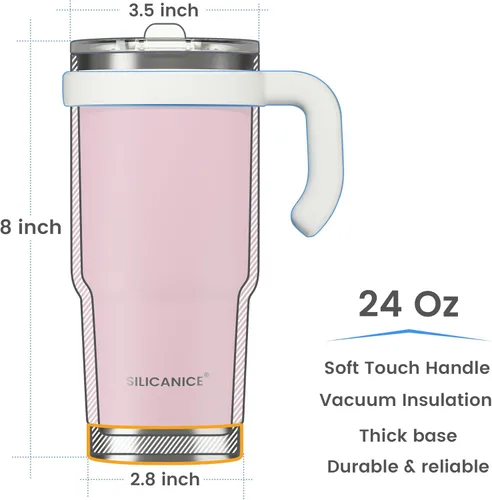 Miniatura 7 de Para café helado y licuados de frutas – Nunca vuelvas a beber de una tapa mohosa: vaso higiénico de 24 onzas, tapa 100% a prueba de fugas y boquilla