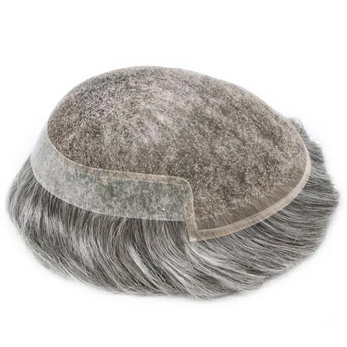 Miniatura 197 de Sistema de repuesto de cabello humano europeo con encaje frontal suizo para hombre, tupé para hombre, pieza de cabello, nudo blanqueado, línea #17