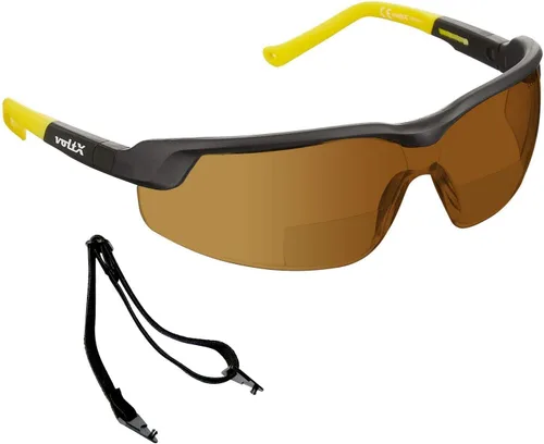 voltX GT - Lentes de seguridad bifocales ajustables para lectura (lente marrón +1.0), ANSI Z87.1+ y CE EN166FT, revestimiento antiniebla, lente