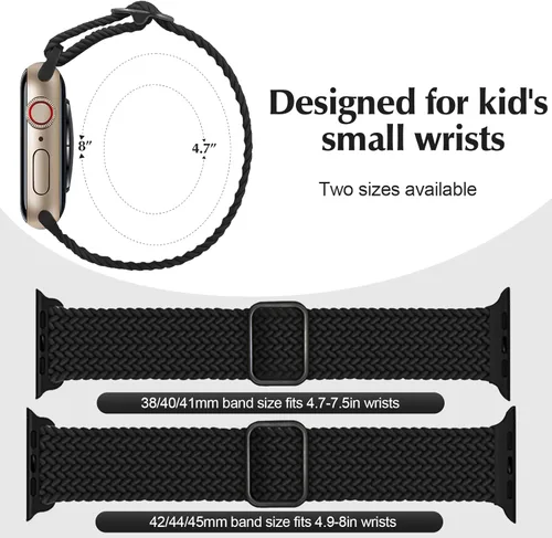 Miniatura 2 de Correa elástica trenzada compatible con Apple Watch Series 11/10/9/8/7/6/5/4/3/2/1 SE3/2/1 de 1.496 pulgadas, 1.575 pulgadas, 1.614 pulgadas, 1.654