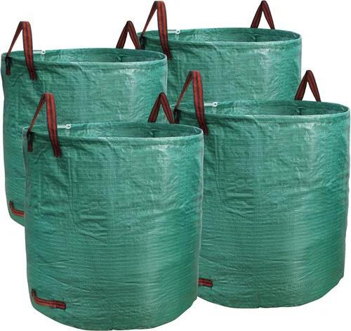 Paquete de 4 bolsas profesionales de jardinería de 132 galones para patio de césped, bolsas de hojas reutilizables extra grandes, contenedor de