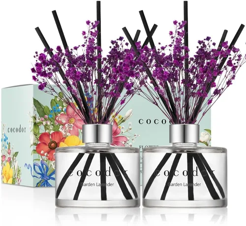 Miniatura 32 de COCODOR Juego de Difusor de Varillas de Junco con Flores / 6.7 oz / Eucalipto Limón / Difusor de Aroma con Varillas Fragancia para el Hogar Difusor