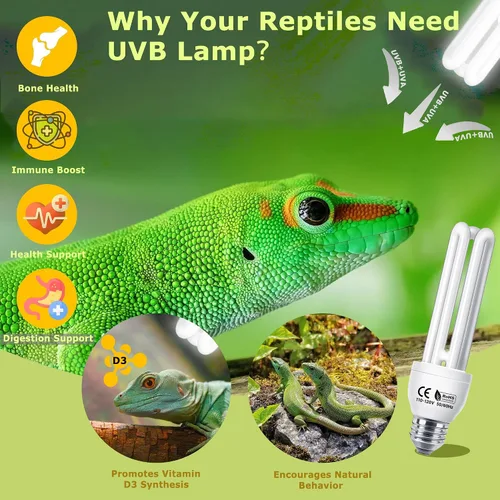 Miniatura 4 de UVB 5.0 - Lámpara lineal de 13 W, lámpara fluorescente compacta, luz UVA-UVB para terrarios tropicales y subtropicales, ideal para reptiles