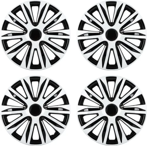 Miniatura 11 de OCPTY 4 unidades de cubiertas de rueda para llantas de coche, 16 pulgadas, tapacubos de rueda de acabado negro brillante y plateado, reemplazos
