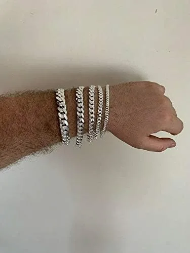 Miniatura 6 de Harlembling Pulsera de eslabones cubanos Miami de plata de ley 925 0197in 0236in 0315in 0394in 0472in 7 - 9 pulgadas fabricado en Italia para hombre